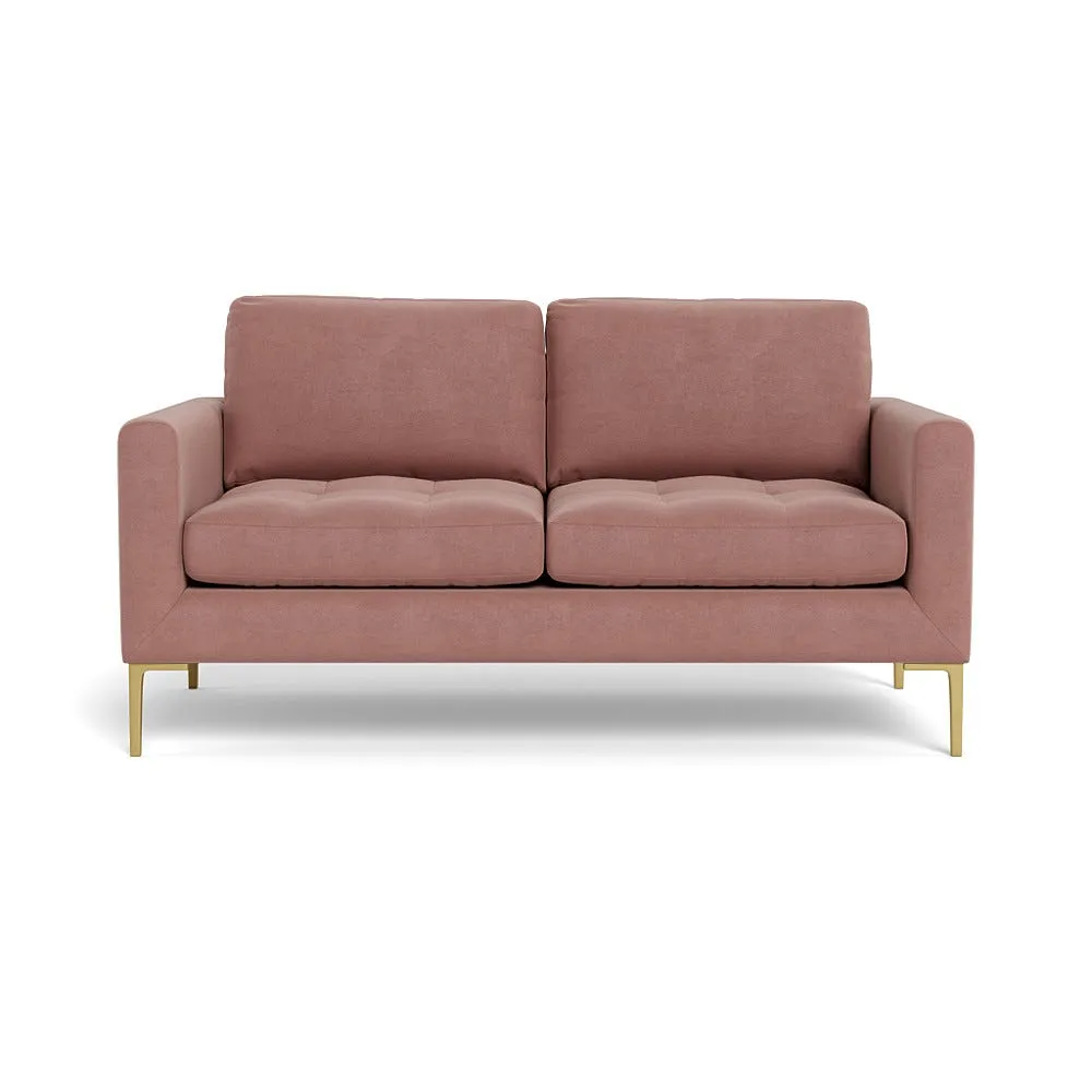 Heal's Eton 2 Seater Sofa Smart Luxe Velvet Dusky Pink Brass Feet