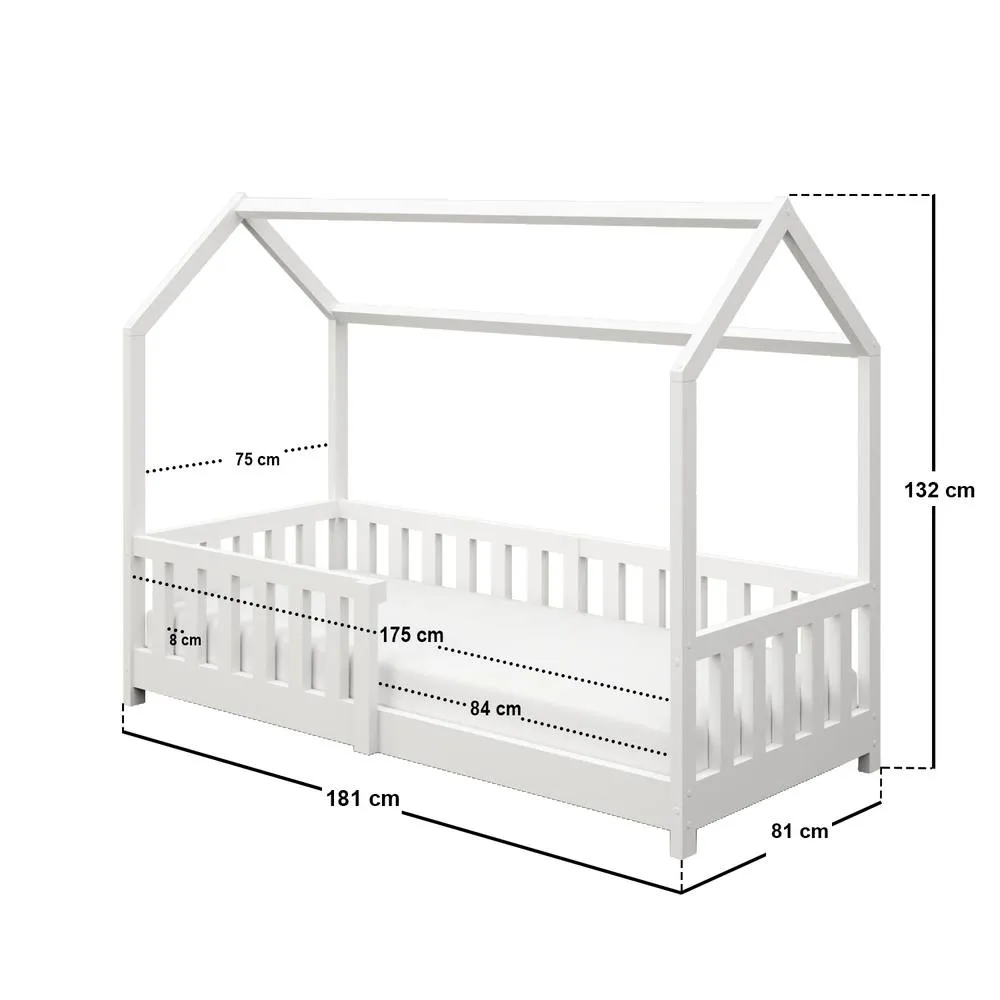 Flair Explorer Shorty Play House Floor Bed with Rails Wooden White 5