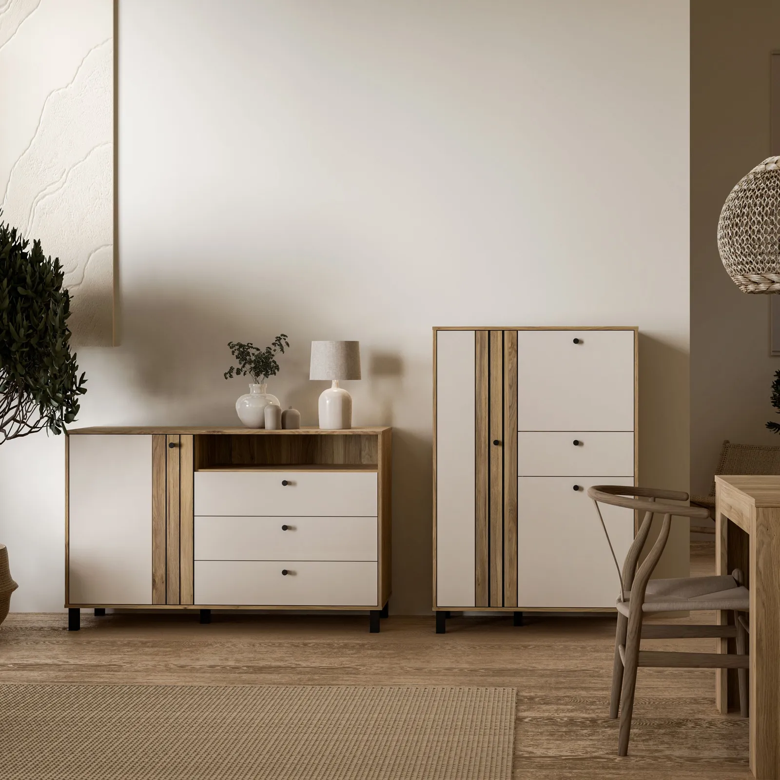 Furniture To Go Grafton 1 Door 3 Drawer Chest In Cream & Oak 5