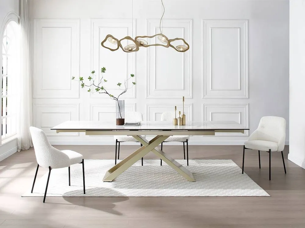 Vente-unique 6 - 10 Seater Extendable Dining Table In Ceramic, Tempered Glass, and in White 5
