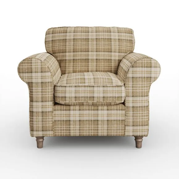Flori Woven Check Fabric Orkney Armchair 6