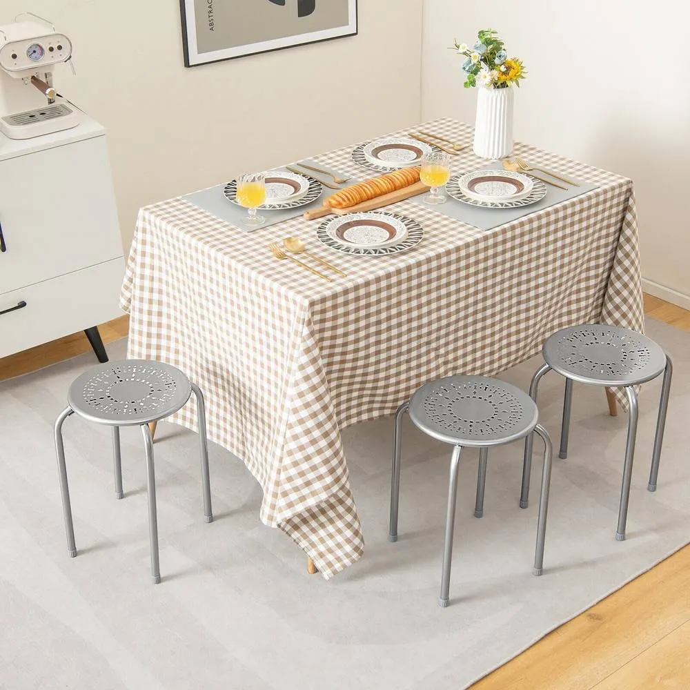 Costway Set of 6 Metal Stacking Stools Round Nesting Bar Stool with X-shape Connection in Grey 3