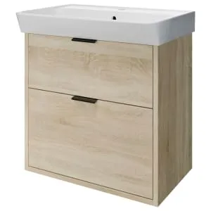 Wickes Nova Davos Oak Wall Hung Vanity Unit & Easton Basin - 635 x 600mm