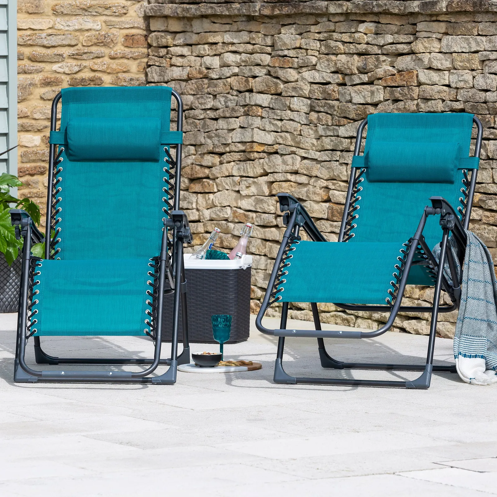 Helsinki Set of 2 Teal Zero Gravity Loungers Teal