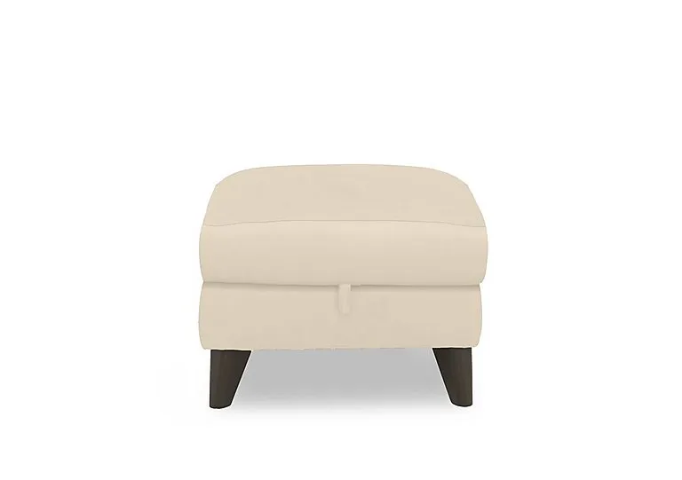 Dreamer Leather Storage Footstool - BV Bisque