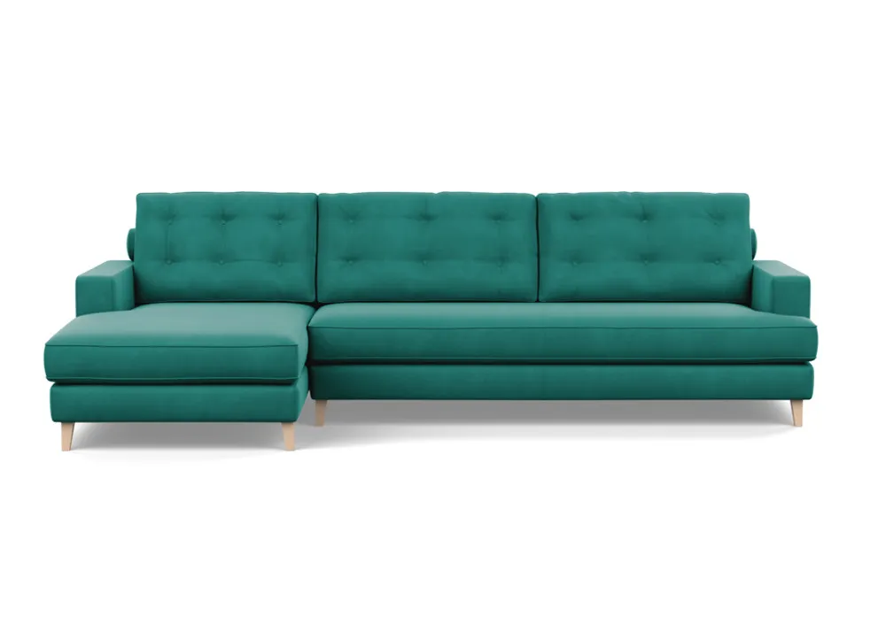 Heal's Mistral Left Hand Facing Corner Sofa Smart Velvet Green Natural Feet