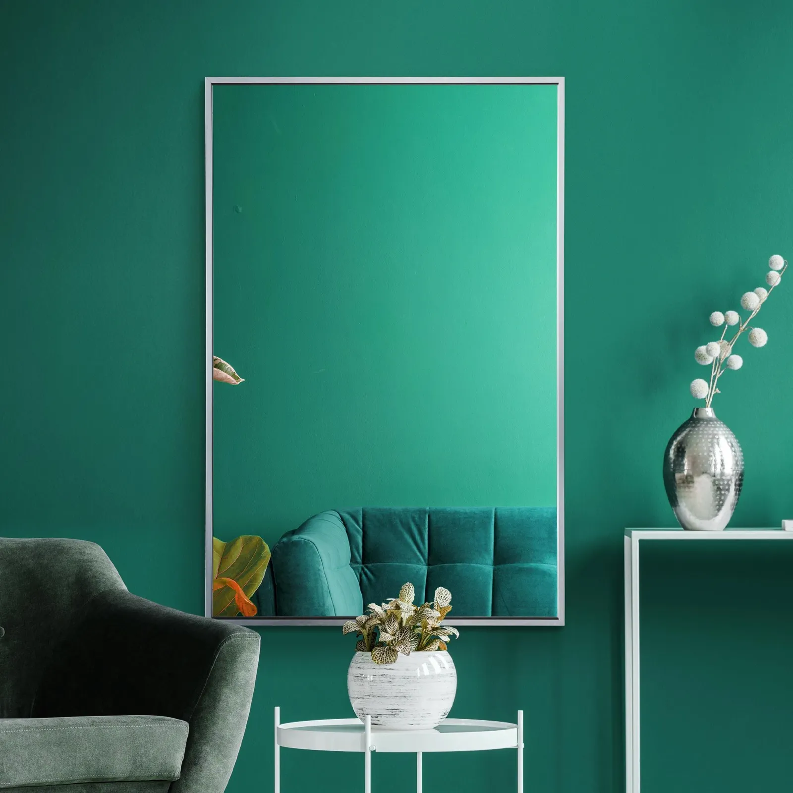 MirrorOutlet The Artus - Silver Aluminium Edged Wall Mirror 35" X 24" (90CM X 60CM) 2