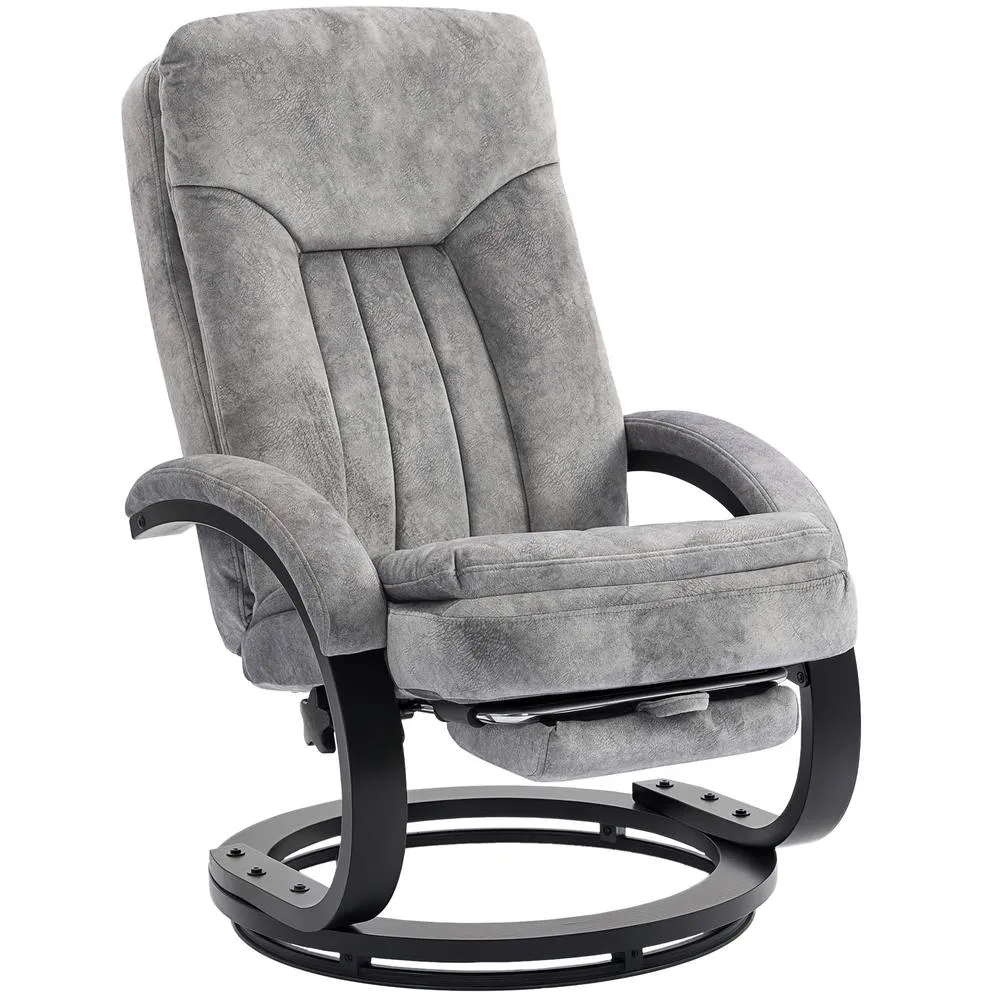HOMCOM Manual Recliner Armchair with Footrest, Wooden Base, Grey 2