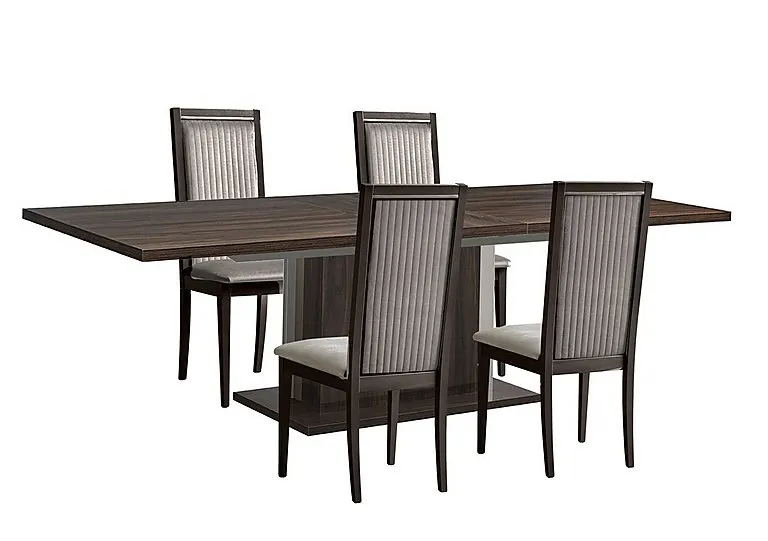 Venezia 200 cm Extending Dining Table and 4 Panelled Fabric Chairs Set - Walnut