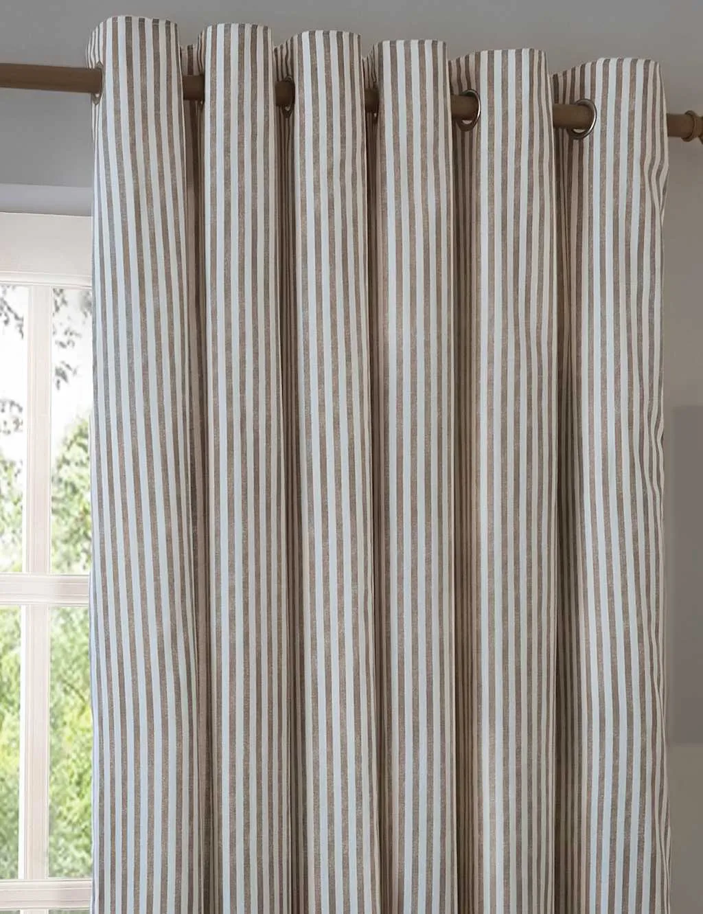 YARD Hebden Striped Blackout Eyelet Curtains Brown Mix