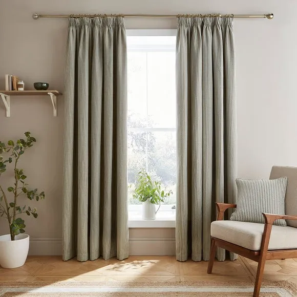 Churchgate Herringbone Striped Pencil Pleat Curtains 2