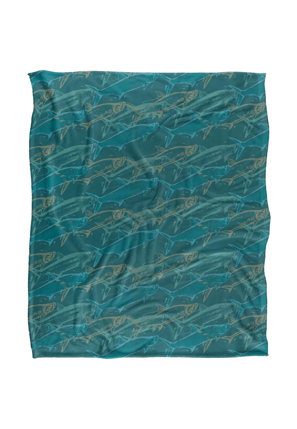 JQ Licensing Jl-Jp Tarpon Mosaic Fishing Pattern Silky Touch Super Soft Throw Blanket 152 X 127 cm in White