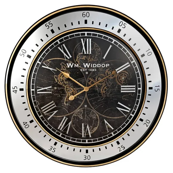 Widdop Moving Gear World Map Wall Clock