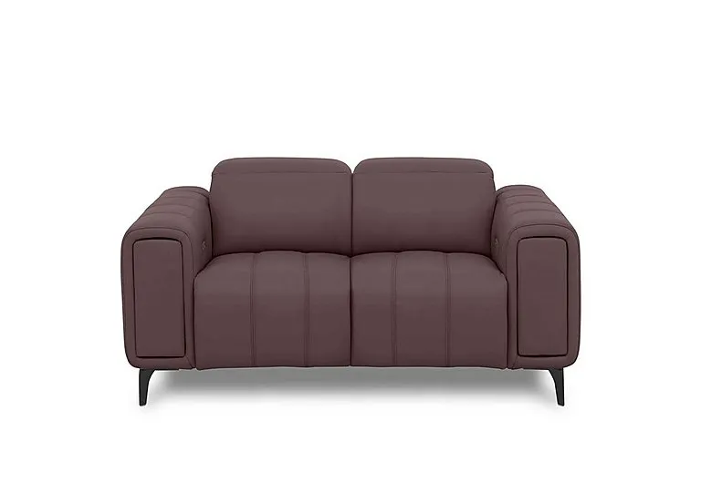Elphaba Leather 2 Seater Power Recliner Sofa with Storage Arms - Mulberry Cat - Sofas and Armchairs