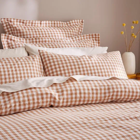 Portloe Woven Gingham 100% Cotton Duvet Cover & Pillowcase Set 2