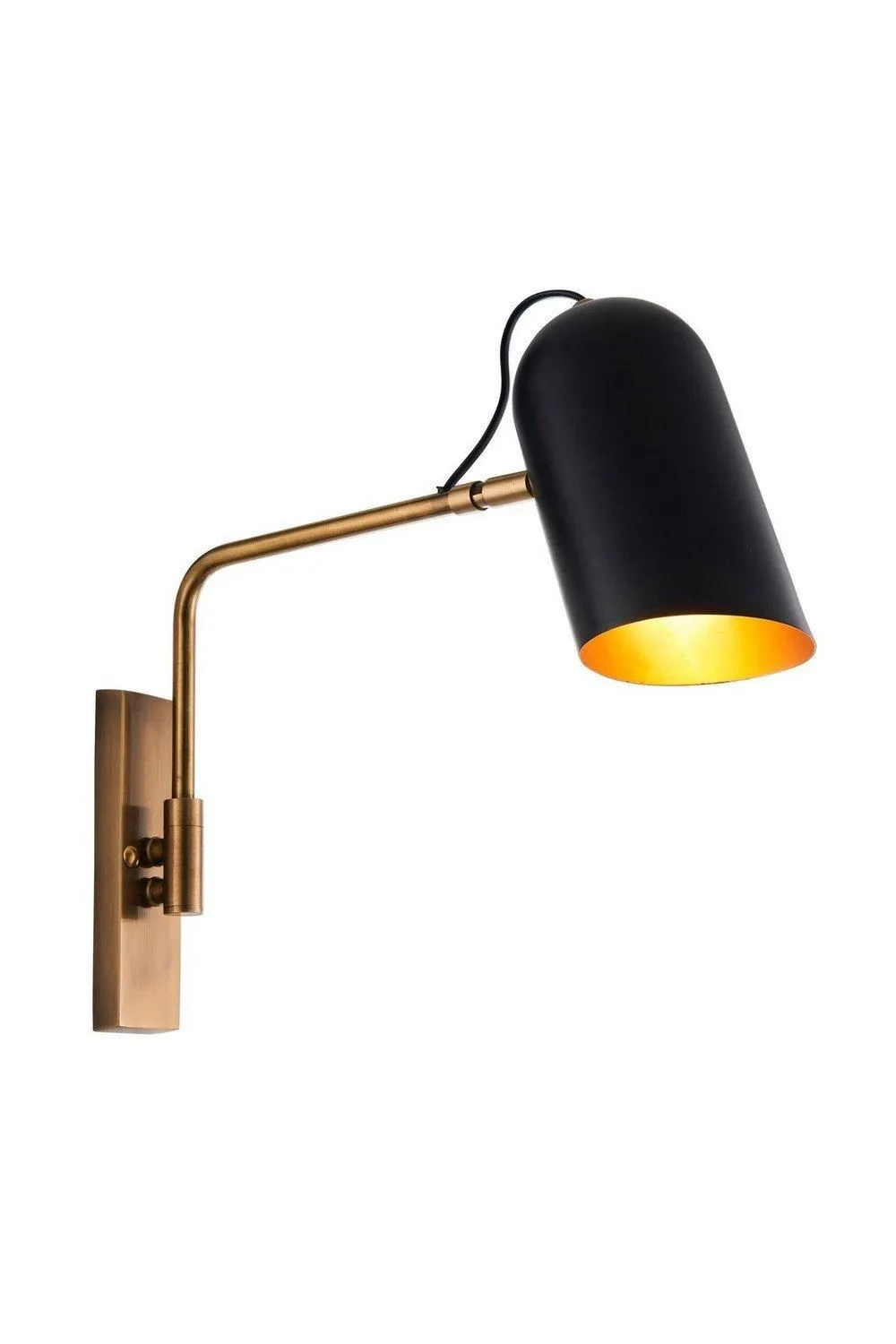 Netlighting Navren Task Wall Lamp Antique Solid Brass Matt Black in Gold