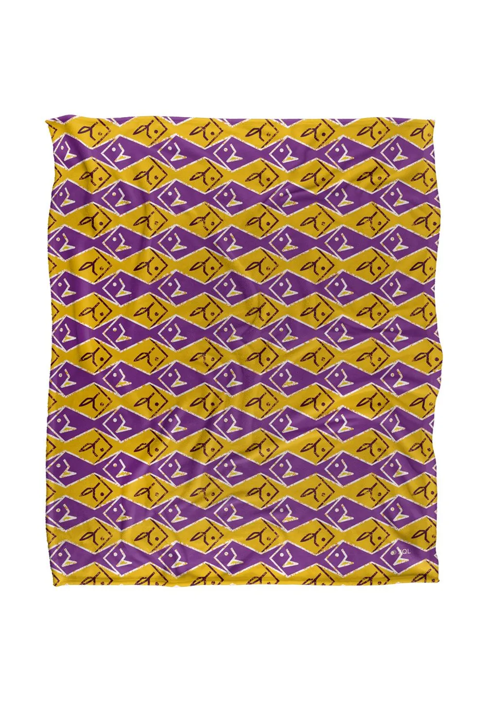 JQ Licensing Jl-Jp Zip Fishing Pattern Orange & Purple Silky Touch Super Soft Throw Blanket 152 X 127 cm in White