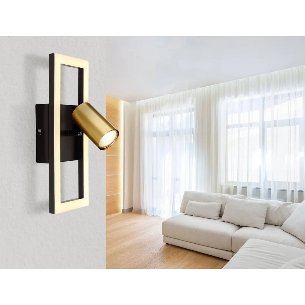 Netlighting Marrie 1 Rectangle Integrated LED Wall Lamp Matt Black 8x LED 3000K 5