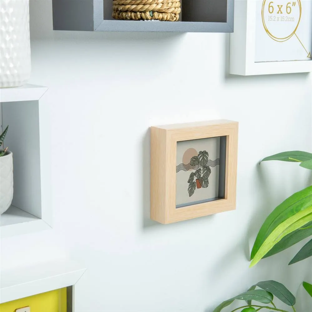 Nicola Spring 3D Box Photo Frames - 4 x 4" - Pack of 5 in Light Brown 6