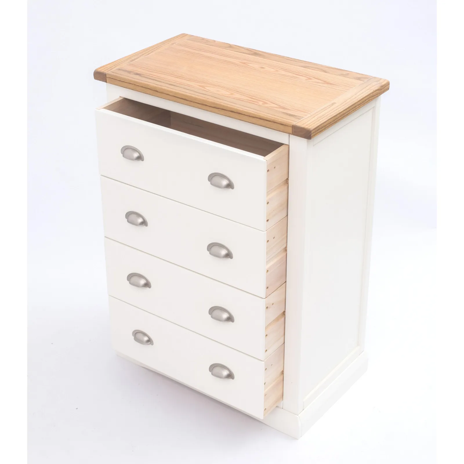 Cabinet Bits Cosenza 4 Drawer Chest of Drawers Chrome Cup Handle in Off-White 4