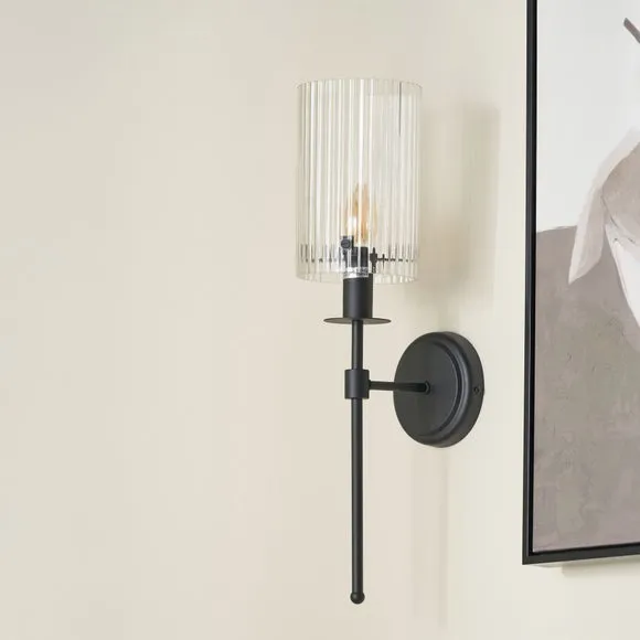 Pacific Lifestyle Clara Ribbed Glass Metal Cylinder Wall Light