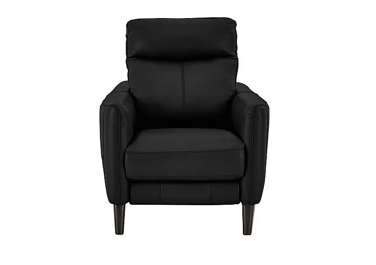 Compact Collection Petit Leather Recliner Armchair - Classic Black