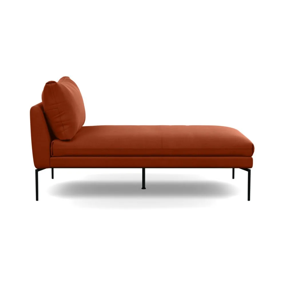 Heal's Matera Chaise Longue Nobilis Velvet Rust Black Feet