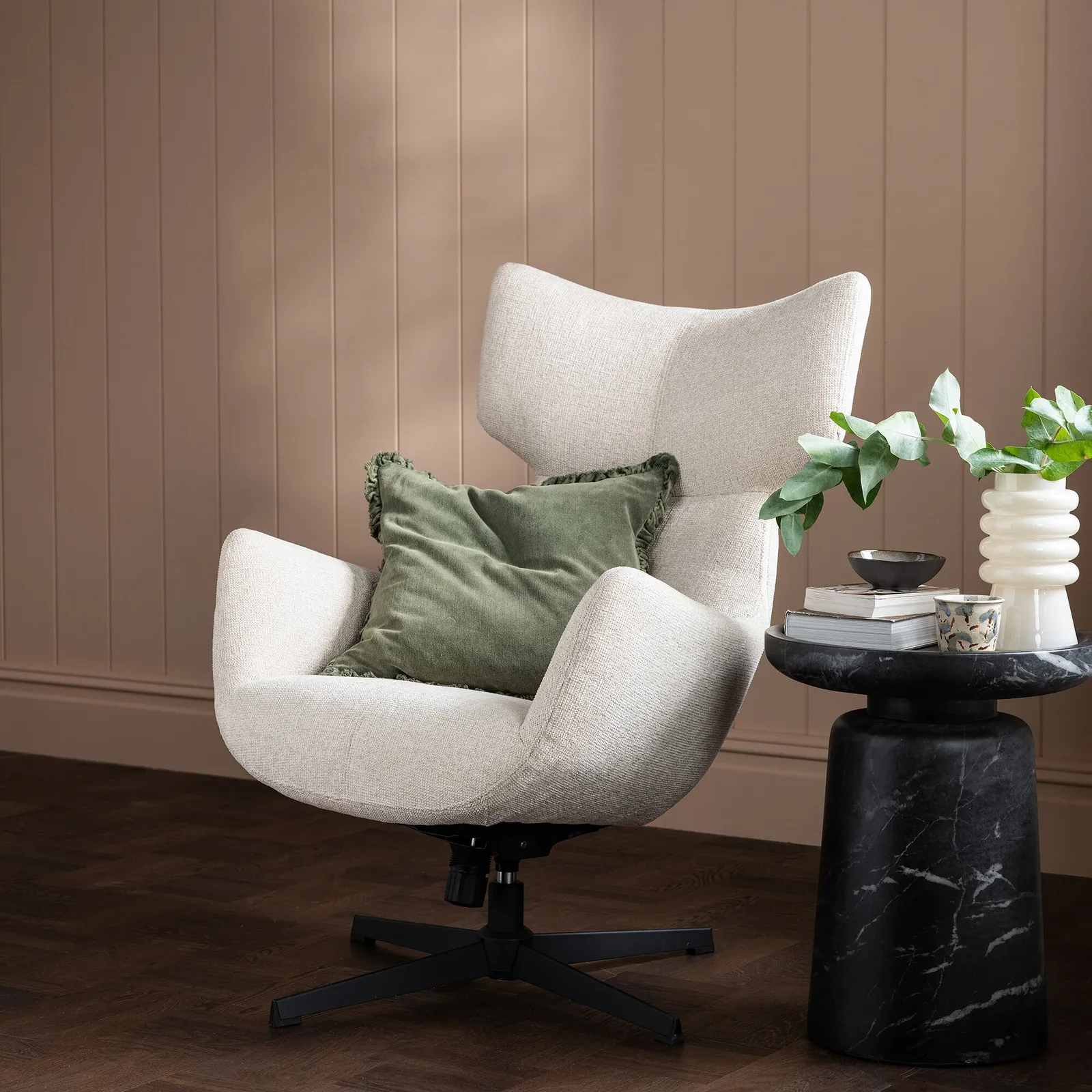 Vento Lamp Table 44X44X53.5 Cm, Round, Black Marble | Barker & Stonehouse 2