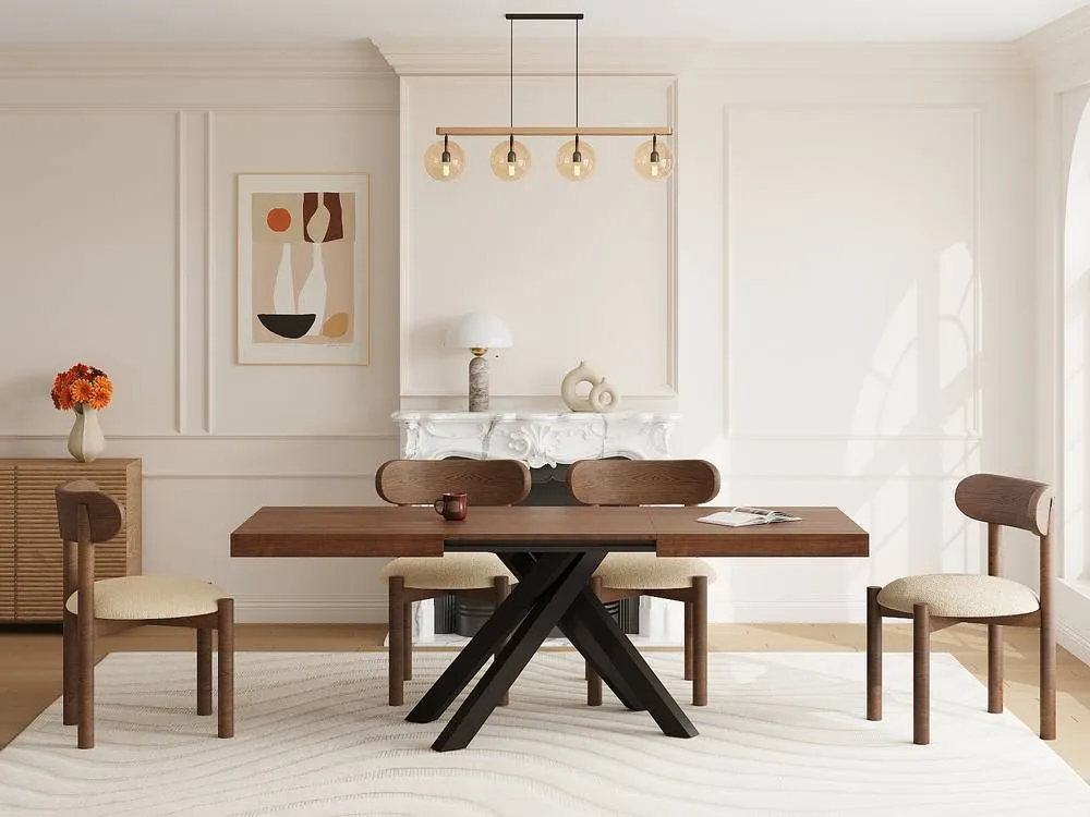 Vente-unique 6 - 10 Seater Extendable Dining Table In MDF & Metal - Dark Oak and in Walnut 4
