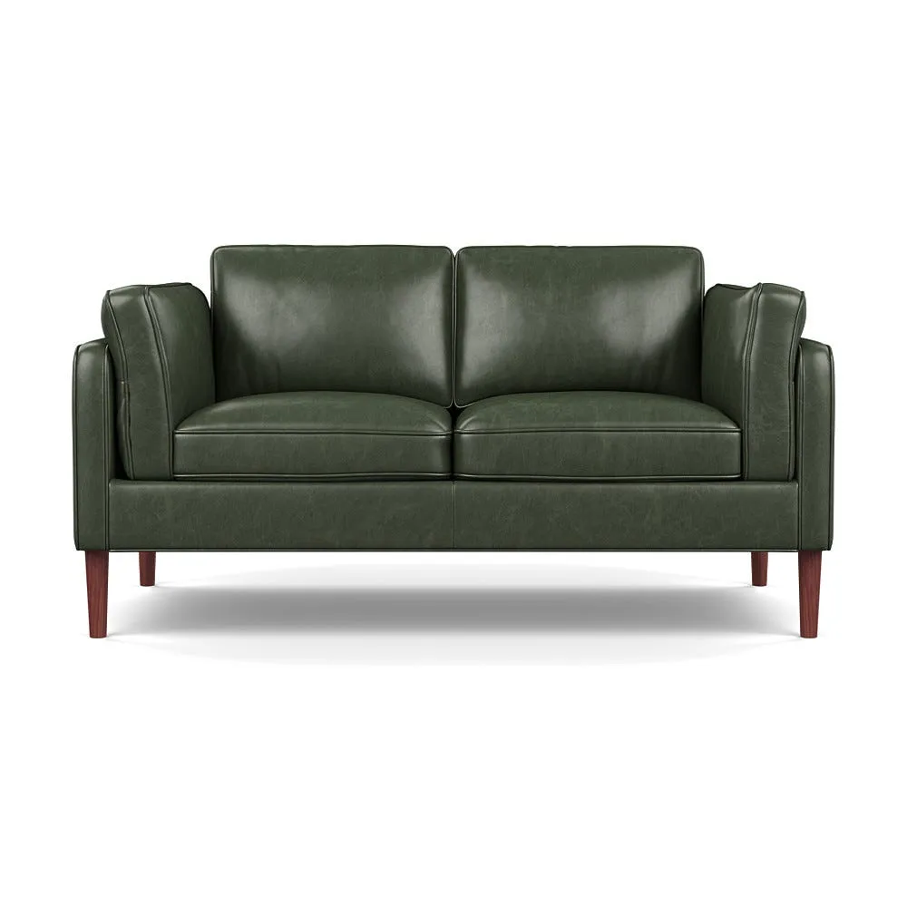 Heal's Sonno 2 Seater Leather Stonewash Vintage Green 268 Walnut Feet 1