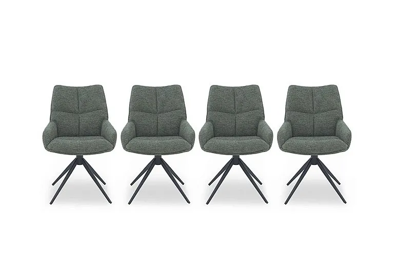 Kiara Set of 4 Fabric Swivel Dining Chairs - Forest