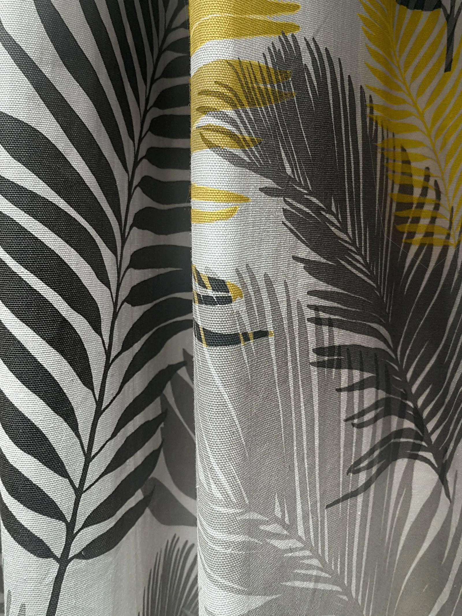 Fusion 'Tropical' Exotic Palm Leaf Print 100% Cotton Eyelet Curtains in Yellow 3