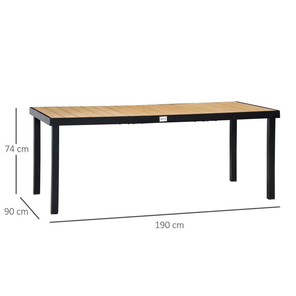 OUTSUNNY Garden Dining Table for 8, Aluminium Frame for Patio, Natural 3