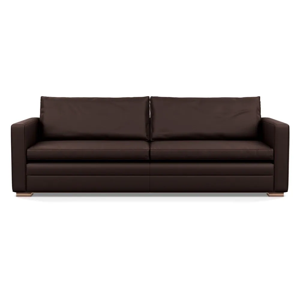 Heal's Palermo 5 Seater Sofa Leather Grain Chocolate 066 Brass and Walnut Feet 1