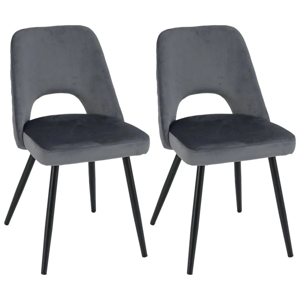 Costway Dining Chair Set of 2 Upholstered Chair Foot Pads in Grey