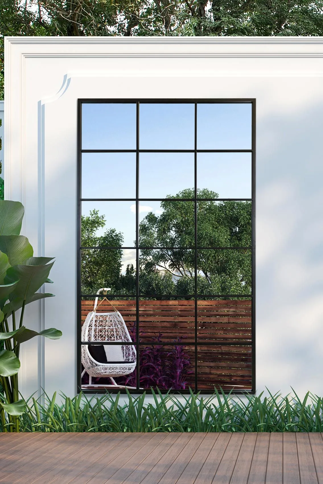 MirrorOutlet Black Modern Window Garden Wall Mirror 79" X 47" (200CM X 120CM)