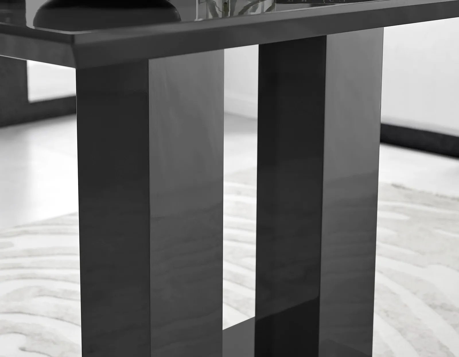 FurnitureboxUK Imperia 120cm 4-Seater Modern High Gloss Pillared Dining Table in Black 5