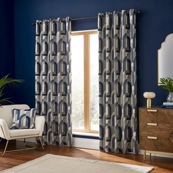 Alvin Geometric Jacquard Eyelet Curtains 2