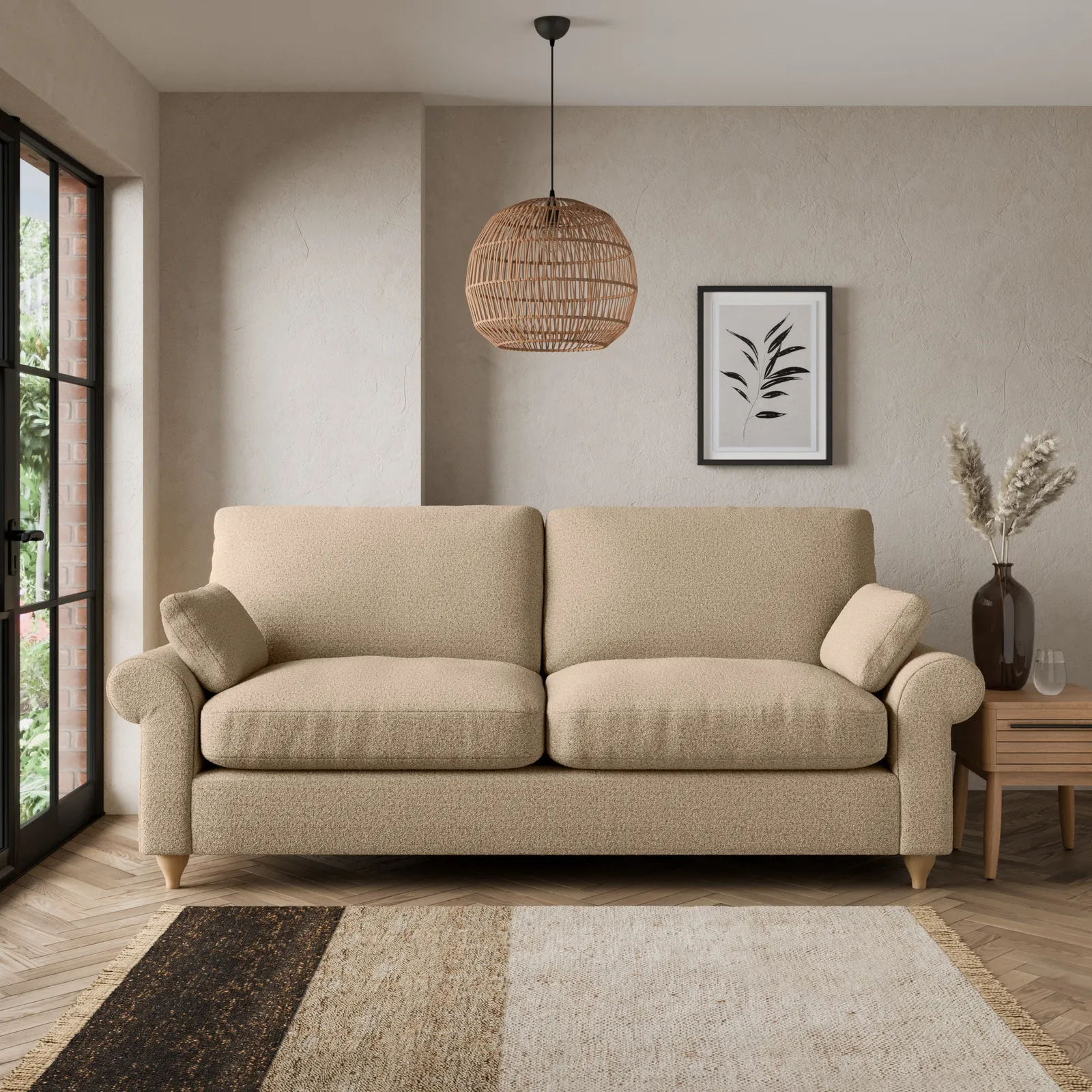 Salisbury Cosy Marl 3 Seater Sofa Beige