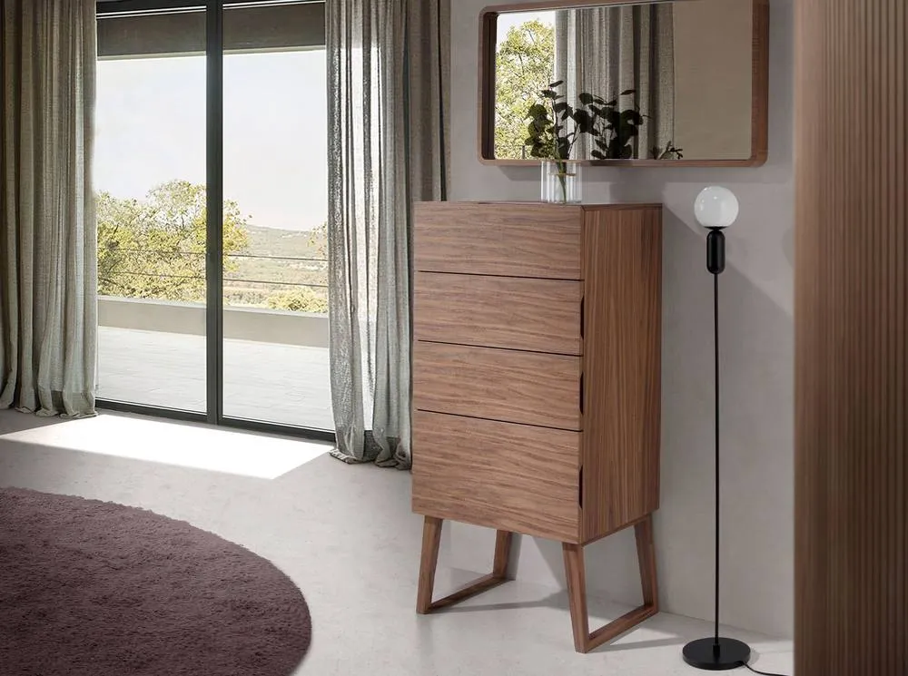 Angel Cerda Walnut 4-Drawer Chiffonier 59x45x120 cm in Brown 3