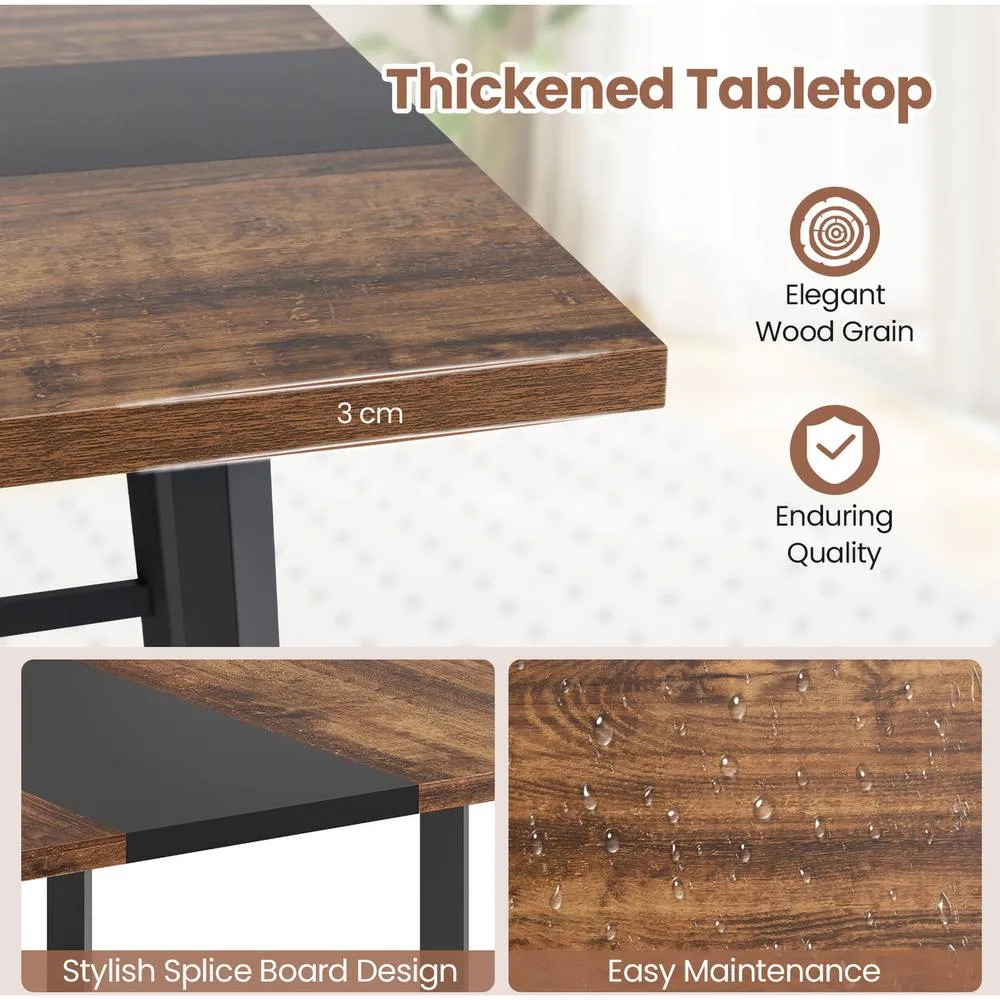 Costway 100CM Square Conference Table Meeting Room Table in Brown 2