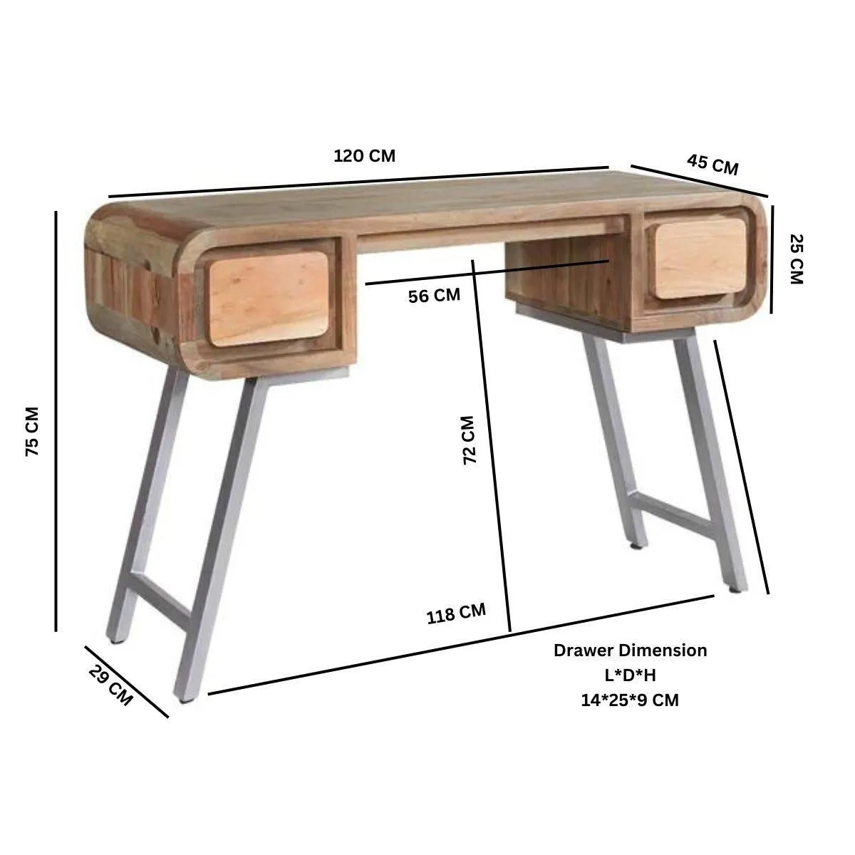IH Design Daizha Metal & Wood Desk in Brown 5