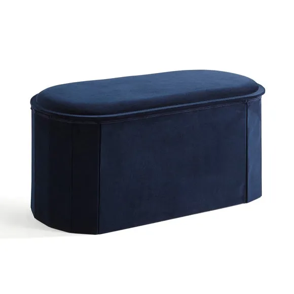 Recycled Velour Lozenge Ottoman with Tray 4
