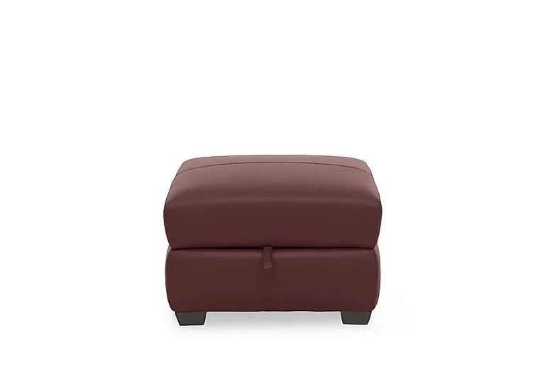 Flex Leather Storage Footstool - BV Deep Red