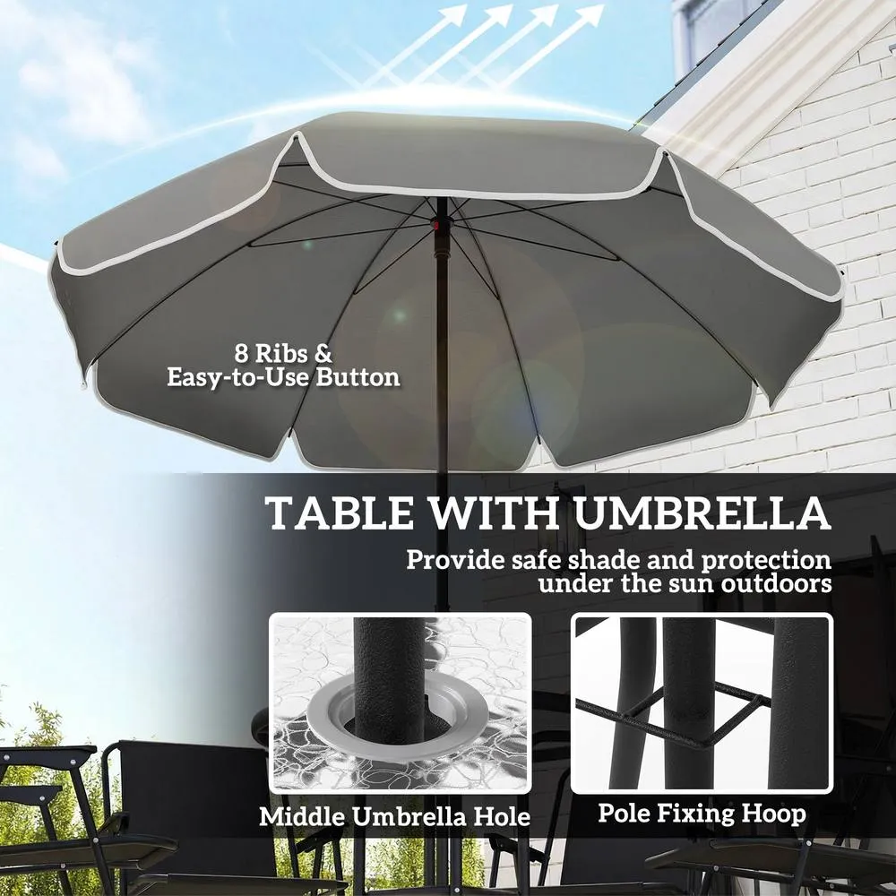 OUTSUNNY 6 Pieces Garden Furniture Set with Parasol, Folding Chairs, Black 4