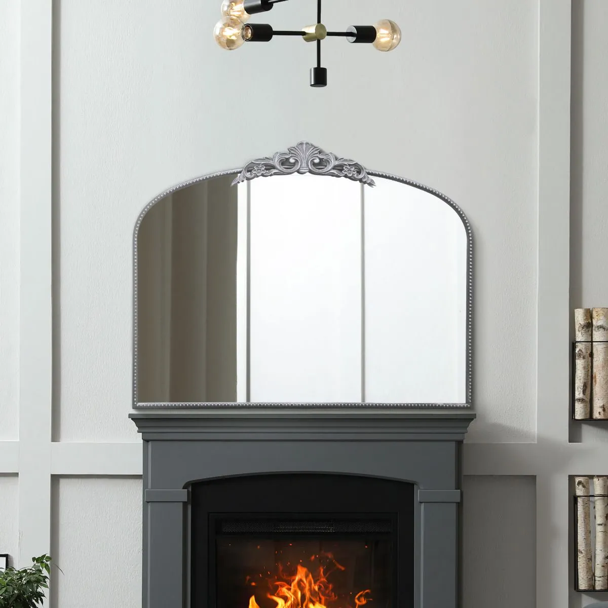 MirrorOutlet Silver Metal Framed Classic Arched Wall Mirror 40" X 31" (102 X 80CM) 6