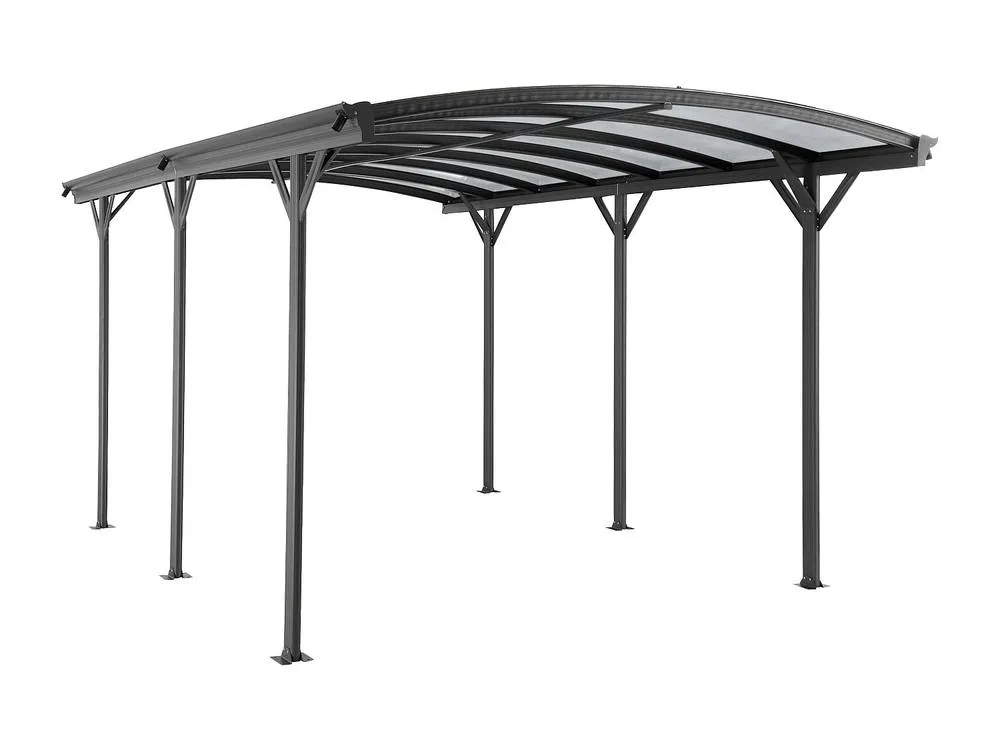 Vente-unique Freestanding Single Aluminium Carport Pergola - 1 Car - 15.15 M² in Dark Grey 4