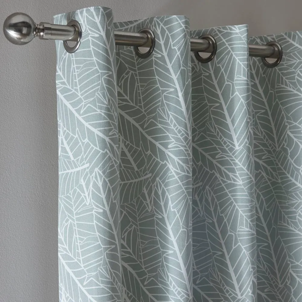 Portfolio Home Madison Botanical Leaves Fully Lined Eyelet Curtain Set in Green 2