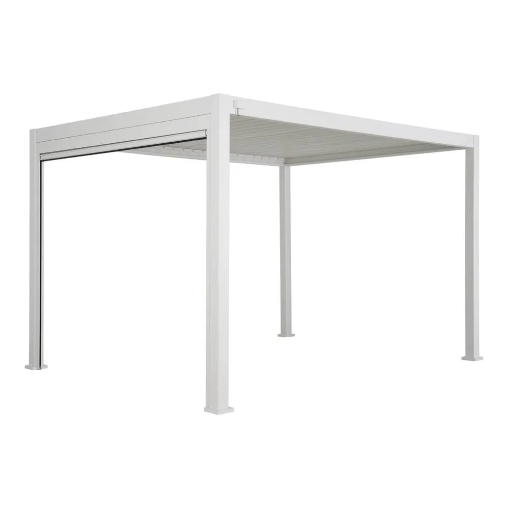 sweeek Louvered pergola aluminium 4 x 3m & 3m blind in White 6