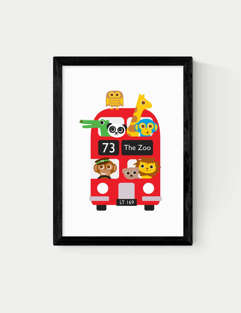 East End Prints London Bus Zoo Framed Art Black